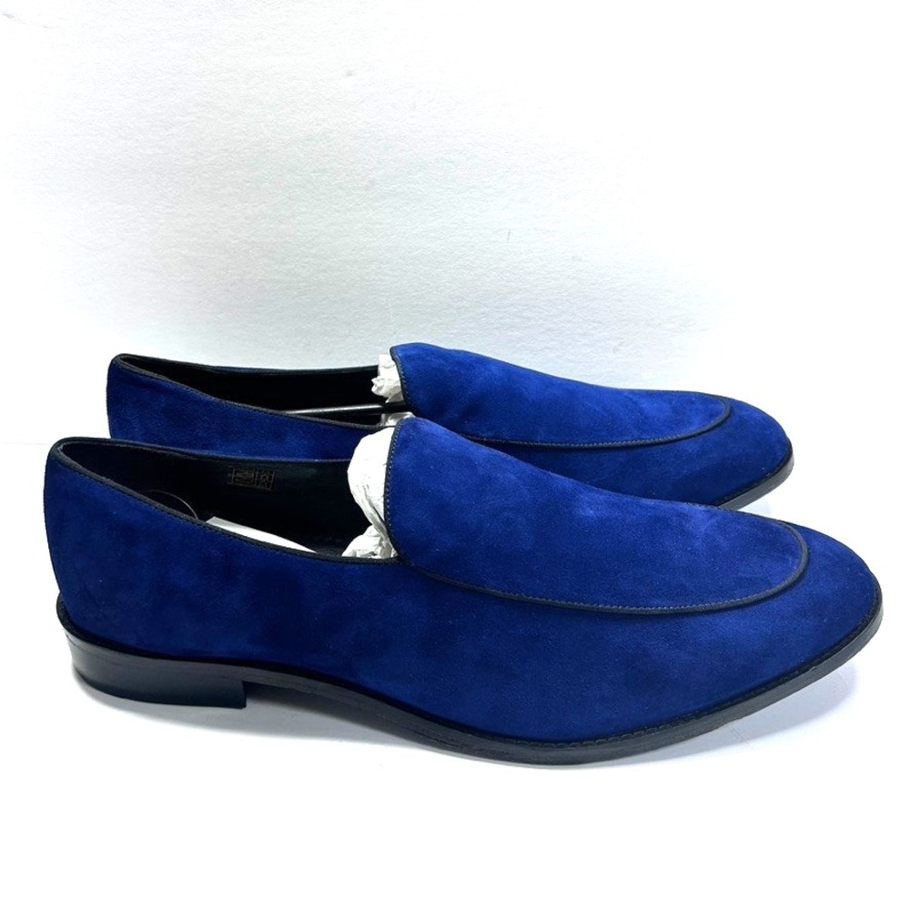Anthony Veer Craig Velvet Loafer Leather Sole Men's Shoes Wedding Navy US14D - Picture 4 of 9